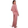 Eberjey Gisele Classic Women’s Pajama Set | Long Sleeve Shirt + Long Pants(Old Rose/Ivory)
