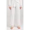 Eberjey Gisele Classic Women’s Pajama Set | Long Sleeve Shirt + Long Pants(Pure Ivory/Navy)