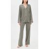 Eberjey Gisele Classic Women’s Pajama Set | Long Sleeve Shirt + Long Pants(Smokey Olive/Ivory)