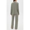 Eberjey Gisele Classic Women’s Pajama Set | Long Sleeve Shirt + Long Pants(Smokey Olive/Ivory)