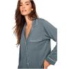 Eberjey Gisele Classic Women’s Pajama Set | Long Sleeve Shirt + Long Pants(Stone Blue/Ivory)