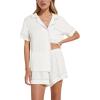 Eberjey Gisele Relaxed Women’s Short PJ Set(White/Ice Blue)