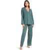 Eberjey Gisele Classic Women’s Pajama Set | Long Sleeve Shirt + Long Pants(Agave/Ivory)
