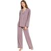 Eberjey Gisele Classic Women’s Pajama Set | Long Sleeve Shirt + Long Pants(Amethyst/Ivory 1)