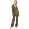 Eberjey Gisele Classic Women’s Pajama Set | Long Sleeve Shirt + Long Pants(Avocado/Antique Rose)