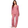 Eberjey Gisele Classic Women’s Pajama Set | Long Sleeve Shirt + Long Pants(Berry Blush/Ivory)