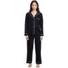 Eberjey Gisele Classic Women’s Pajama Set | Long Sleeve Shirt + Long Pants(Black/Sorbet Pink)