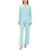 Eberjey Gisele Classic Women’s Pajama Set | Long Sleeve Shirt + Long Pants(Canal Blue/Ivory)