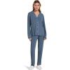 Eberjey Gisele Classic Women’s Pajama Set | Long Sleeve Shirt + Long Pants(Coastal Blue/Ice Blue)