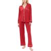 Eberjey Gisele Classic Women’s Pajama Set | Long Sleeve Shirt + Long Pants(Haute Red/Ivory)