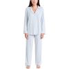 Eberjey Gisele Classic Women’s Pajama Set | Long Sleeve Shirt + Long Pants(Ice Blue/ Ivory)