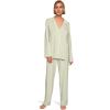 Eberjey Gisele Classic Women’s Pajama Set | Long Sleeve Shirt + Long Pants(Mint Cream/Ivory)