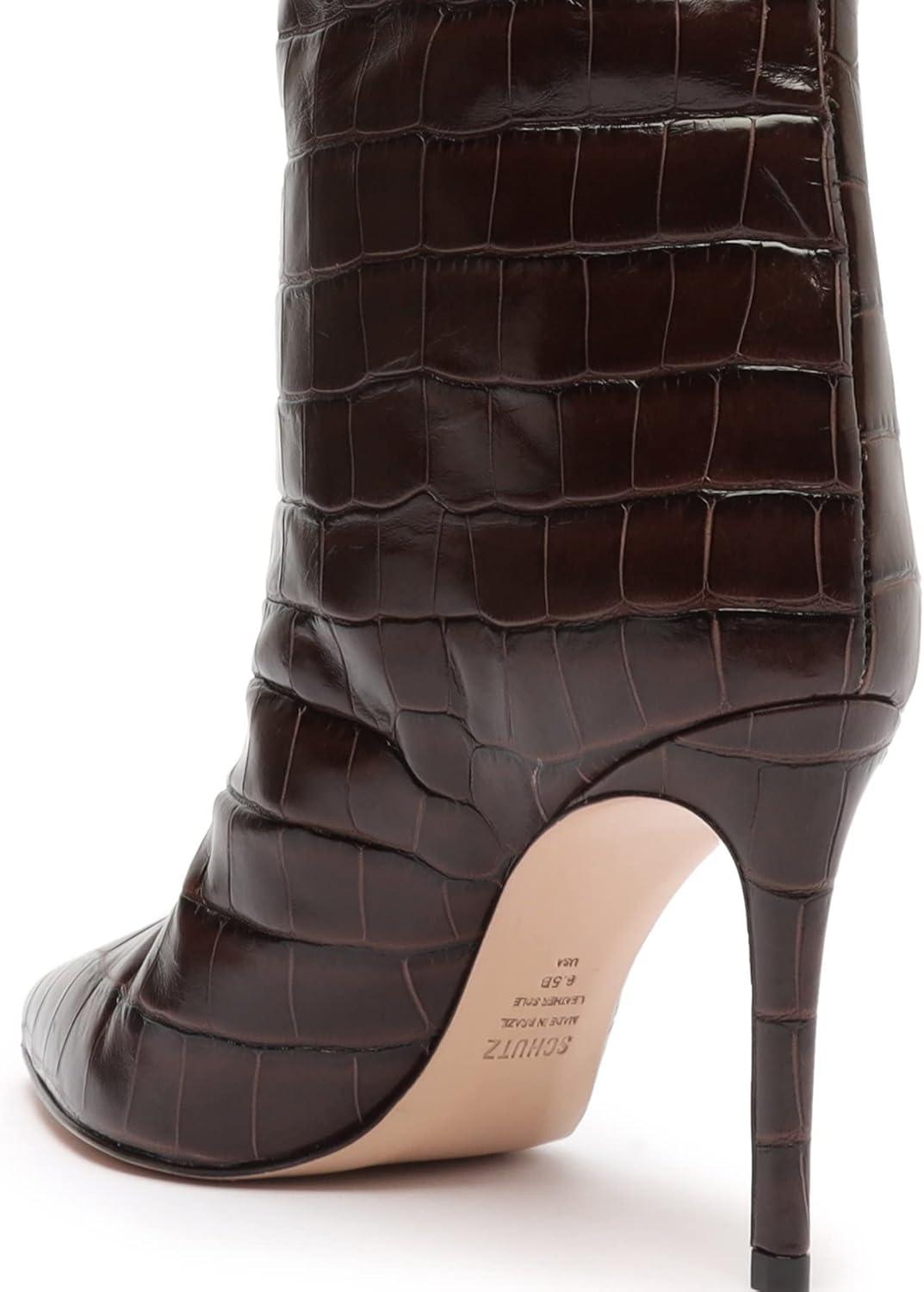 imageSCHUTZ Womens Maryana Leather Dress BootDark Chocolate