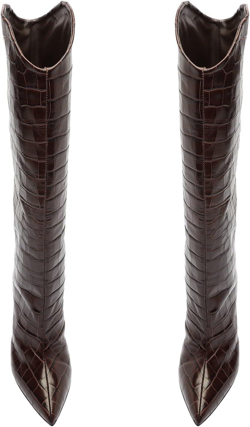 imageSCHUTZ Womens Maryana Leather Dress BootDark Chocolate