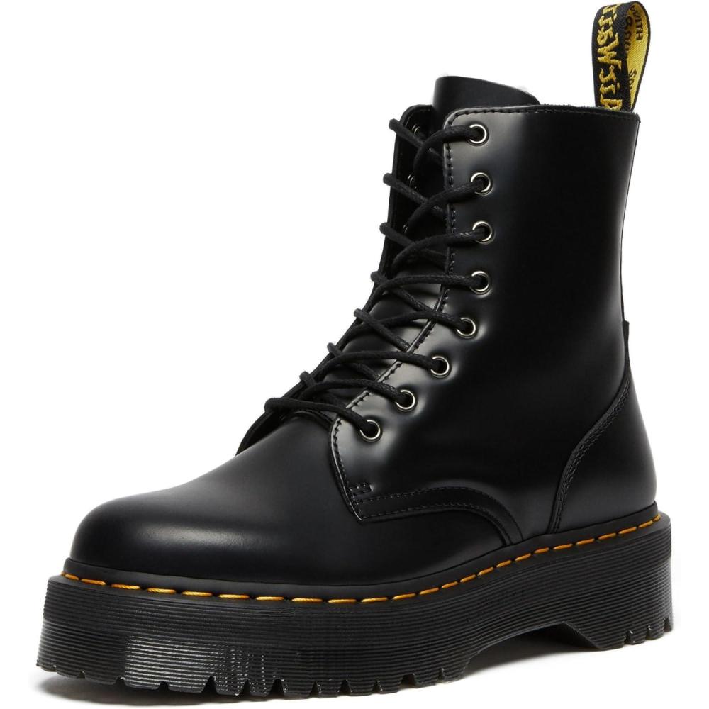 imageDr Martens Jadon 8Eye Leather Platform Boot for Men and WomenBlack Polished Smooth