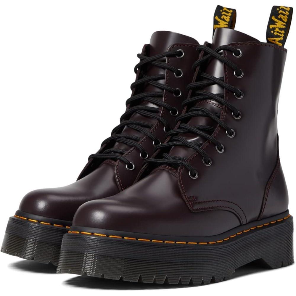 imageDr Martens Jadon 8Eye Leather Platform Boot for Men and WomenBurgundy Smooth