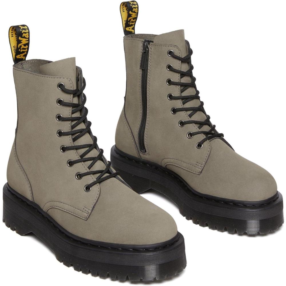 imageDr Martens Jadon 8Eye Leather Platform Boot for Men and WomenNickel Grey Milled Nubuck Wp