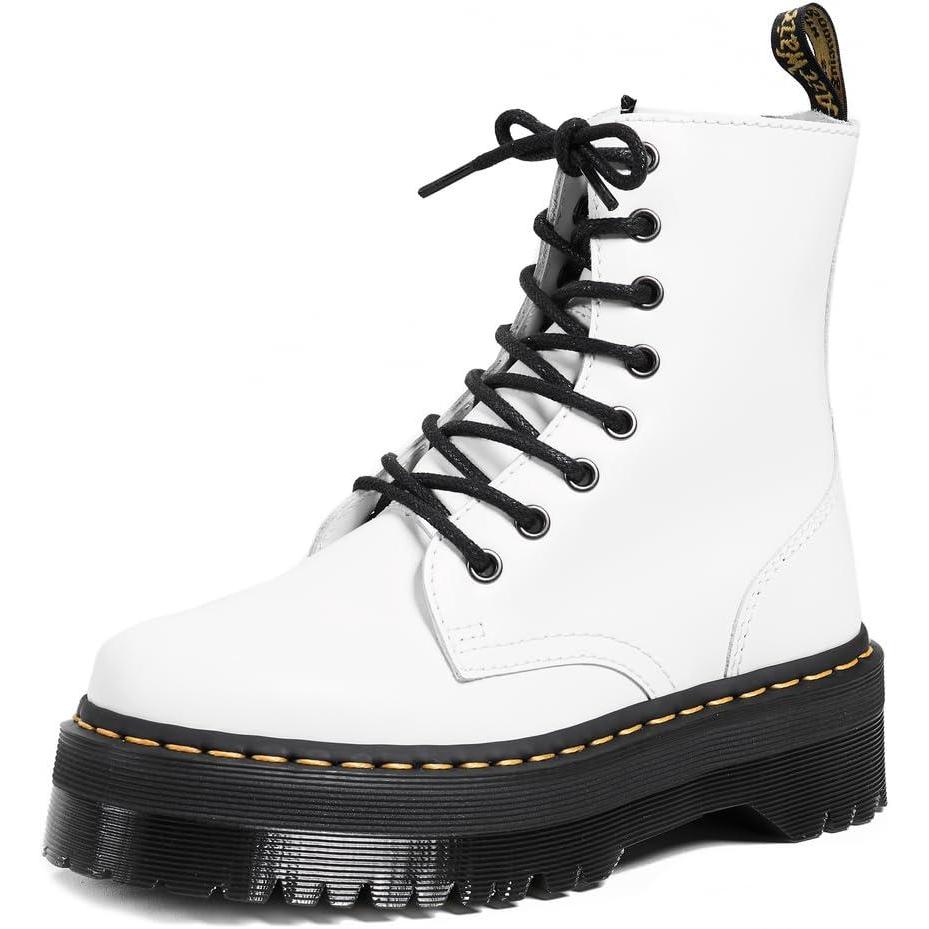 imageDr Martens Jadon 8Eye Leather Platform Boot for Men and WomenWhite Polished Smooth