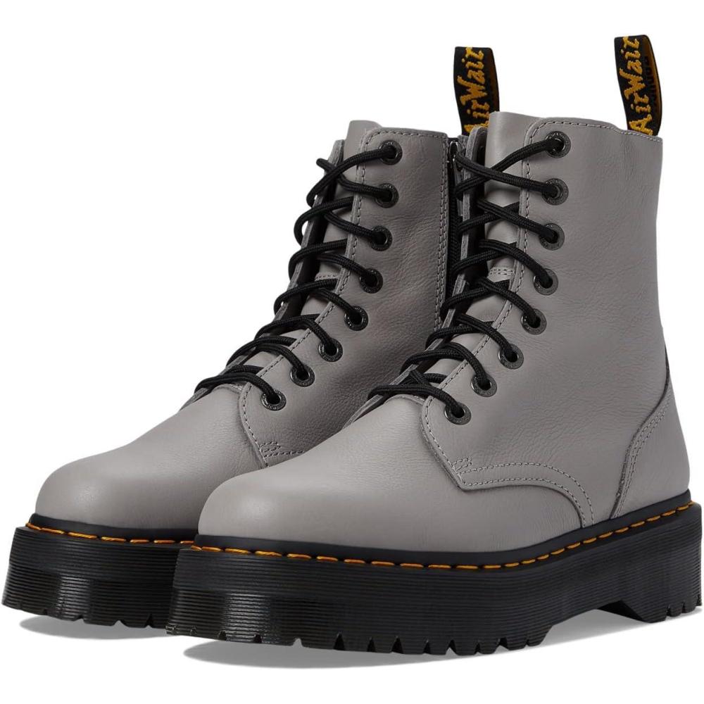 imageDr Martens Jadon 8Eye Leather Platform Boot for Men and WomenZinc Grey Pisa