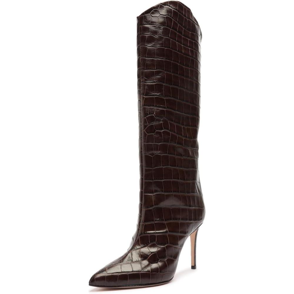 imageSCHUTZ Womens Maryana Leather Dress BootDark Chocolate