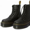 Dr. Martens, Jadon 8-Eye Leather Platform Boot for Men and Women(Black Black Glitter 001)