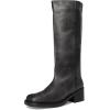 Free People Women’s Dana Distressed Pull-on Boots Equestrian(Black Distressed Leather)