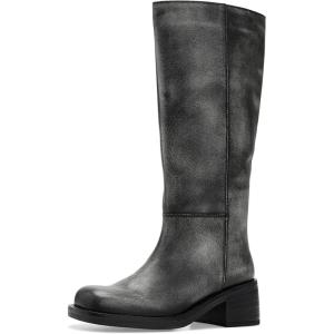 Free People Women’s Dana Distressed Pull-on Boots Equestrian(Black Distressed Leather)