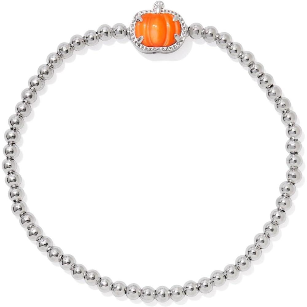 imageKendra Scott Pumpkin Stretch Bracelet Fashion Jewelry for WomenRHODIUM  ORANGE MOTHER OF PEARL