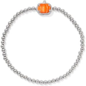 Kendra Scott Pumpkin Stretch Bracelet, Fashion Jewelry for Women(RHODIUM – ORANGE MOTHER OF PEARL)