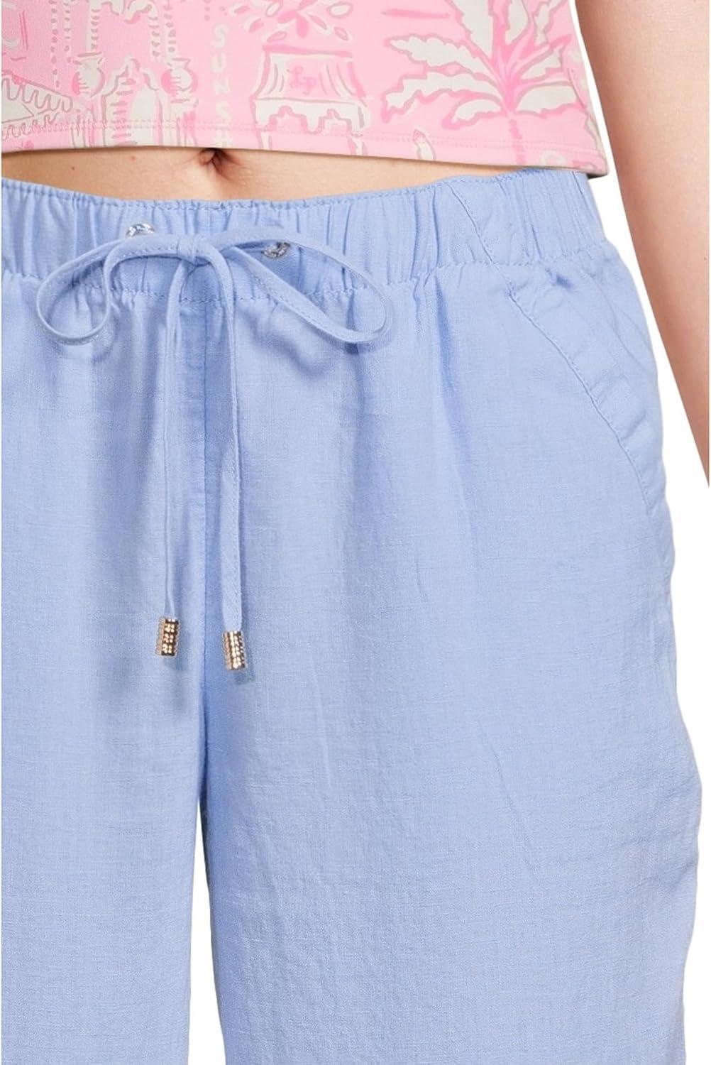 imageLilly Pulitzer Womens Brawley Linen Crop PantsJacaranda Blue
