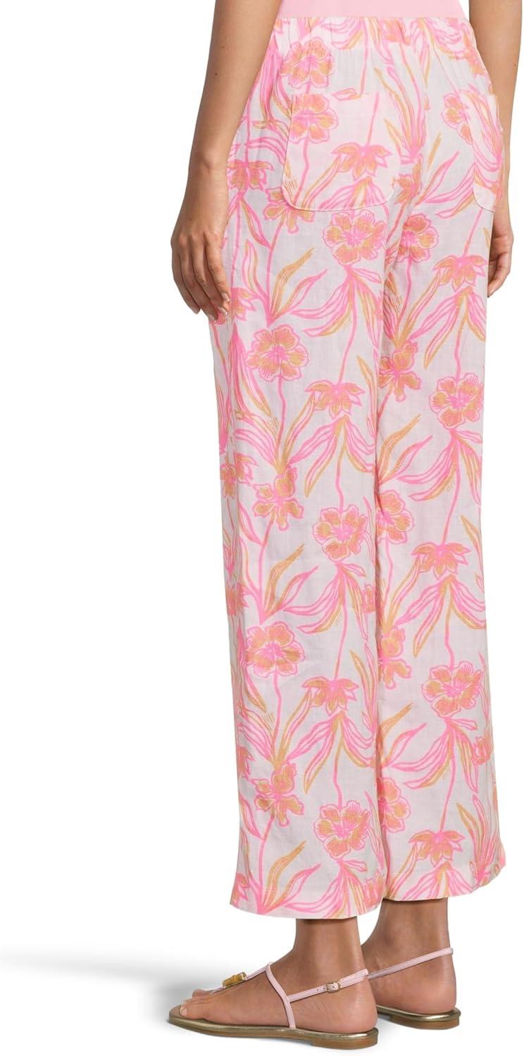 imageLilly Pulitzer Womens Brawley Linen Crop PantsResort White Lovely Long Stems