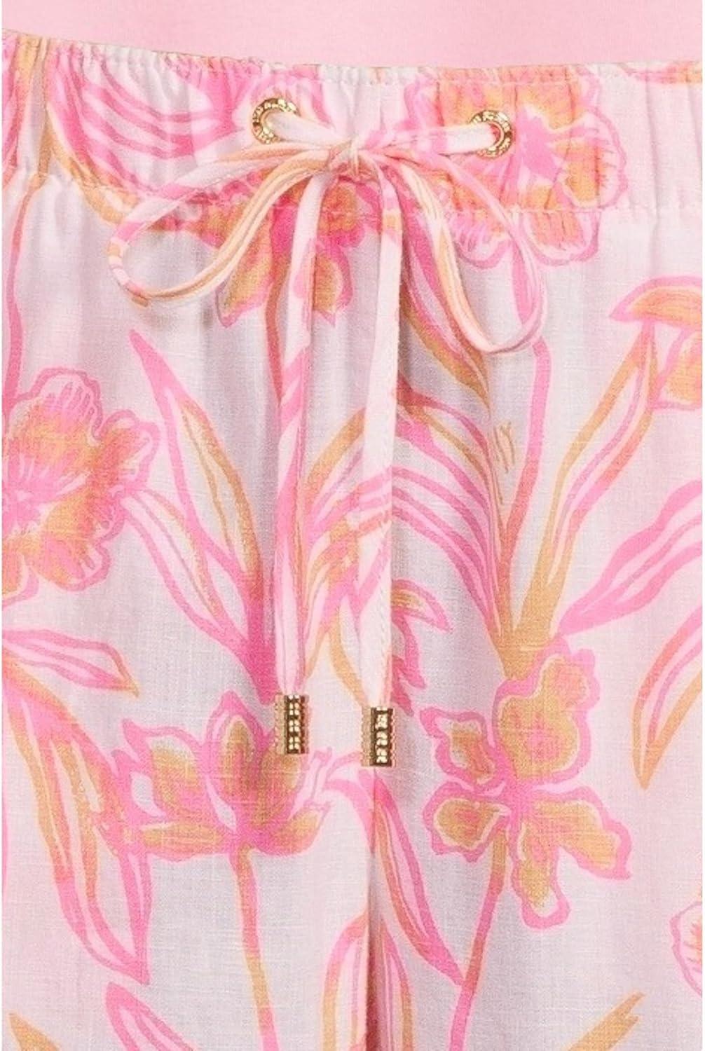 imageLilly Pulitzer Womens Brawley Linen Crop PantsResort White Lovely Long Stems