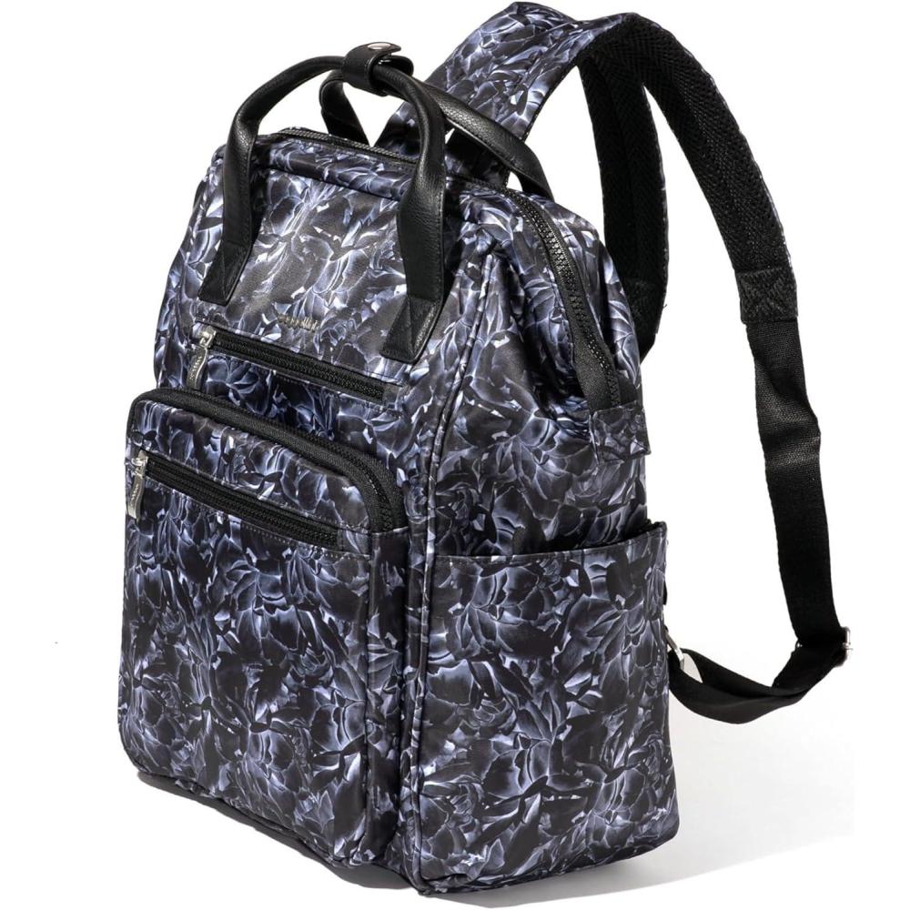 imageBaggallini Chelsea Laptop Backpack Cornflower TwillBlack Divine Rose