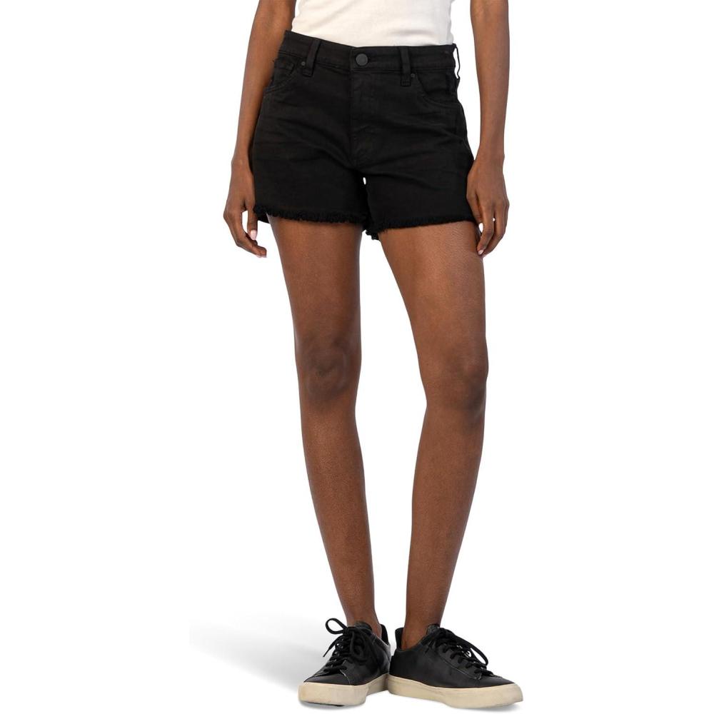 imageKUT from the Kloth Jane HighRise Long Shorts wFray HemBlack Jm