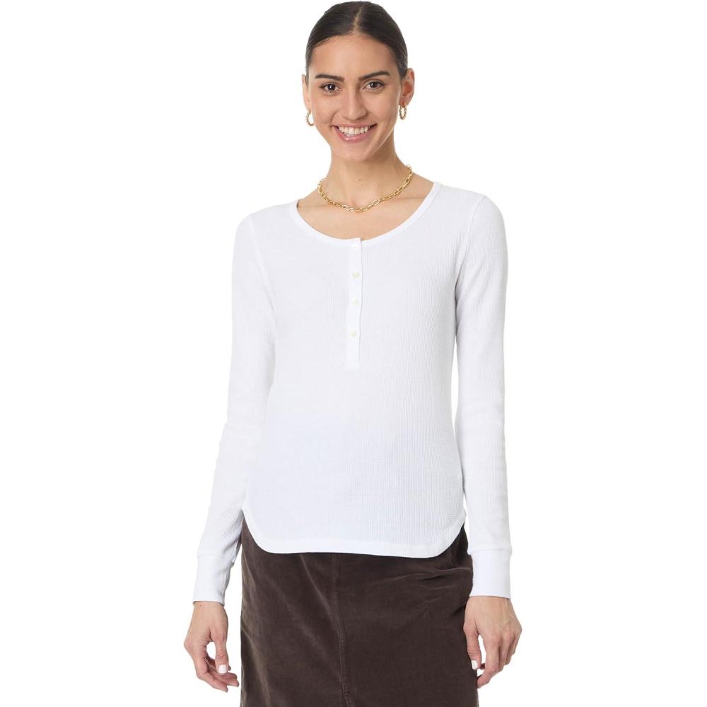 imageMadewell Womens Waffle HenleyEyelet White