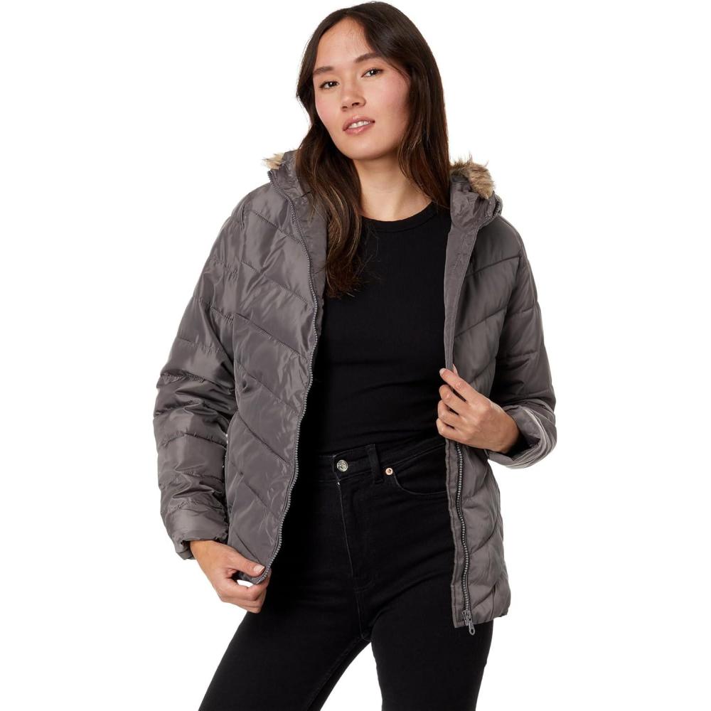 imageUS POLO ASSN Chevron Cozy Faux Fur Lining Quilted Puffer with Cozy Faux Fur HoodCastle Rock