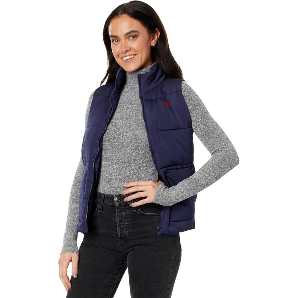 imageUS POLO ASSN Patch Pocket Puffer VestEvening Blue