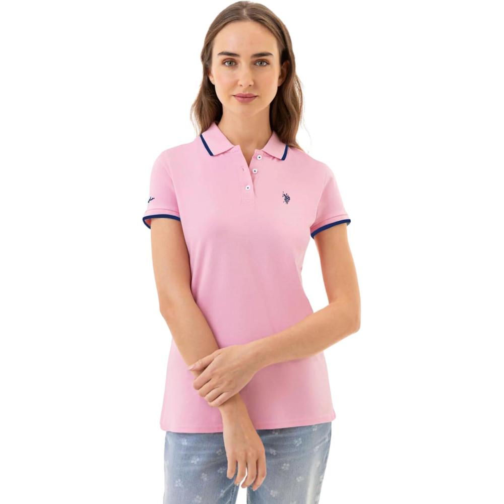 imageUS Polo Assn Womens Classic Stretch Pique Polo ShirtClassic Pink