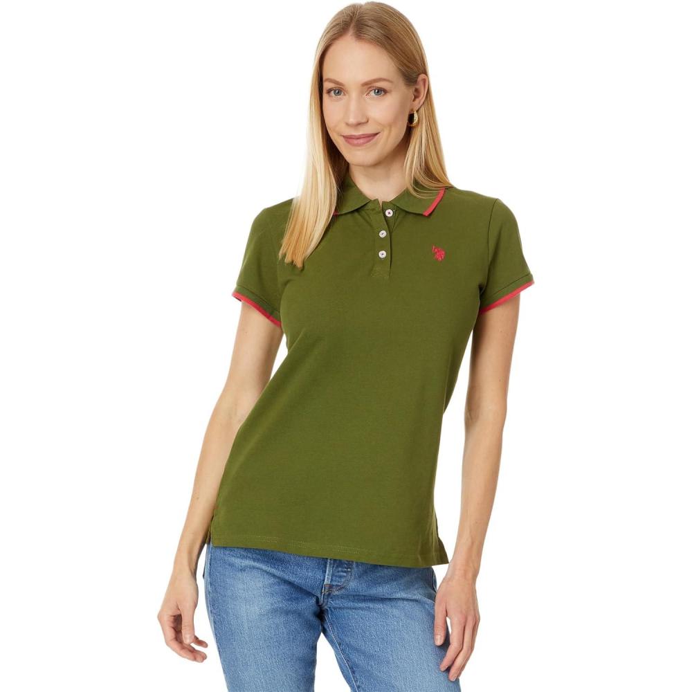 imageUS Polo Assn Womens Classic Stretch Pique Polo ShirtCypress Olive