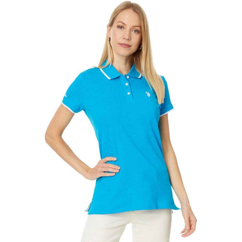 imageUS Polo Assn Womens Classic Stretch Pique Polo ShirtDowntown Blue
