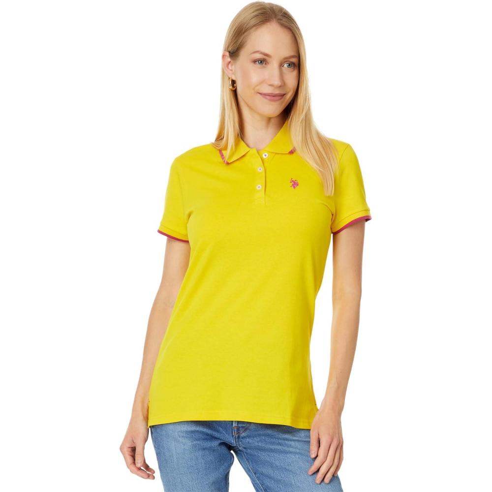 imageUS Polo Assn Womens Classic Stretch Pique Polo ShirtScoring Yellow