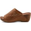 Spring Step Cunacena Women’s Leather Slip On Wedge Sandal | Low Heel Sandals for Women with Die Cut Lattice, Stretch Upper, Breathable Lining(Brown)