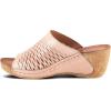 Spring Step Cunacena Women’s Leather Slip On Wedge Sandal | Low Heel Sandals for Women with Die Cut Lattice, Stretch Upper, Breathable Lining(Light Pink)