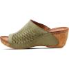 Spring Step Cunacena Women’s Leather Slip On Wedge Sandal | Low Heel Sandals for Women with Die Cut Lattice, Stretch Upper, Breathable Lining(Olive)