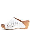 Spring Step Cunacena Women’s Leather Slip On Wedge Sandal | Low Heel Sandals for Women with Die Cut Lattice, Stretch Upper, Breathable Lining(White)