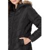 U.S. POLO ASSN. Chevron Cozy Faux Fur Lining Quilted Puffer with Cozy Faux Fur Hood(Black)