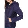 U.S. POLO ASSN. Chevron Quilted Moto Hooded Jacket with Rib Trim And Cozy Faux Fur Lining(Evening Blue)