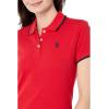 U.S. Polo Assn. Women’s Classic Stretch Pique Polo Shirt(Racing Red)