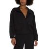 Liverpool Women’s Textured Stretch Woven Utility Jacket with Cinch Hem(Black)