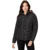 U.S. POLO ASSN. Chevron Cozy Faux Fur Lining Quilted Puffer with Cozy Faux Fur Hood(Black)
